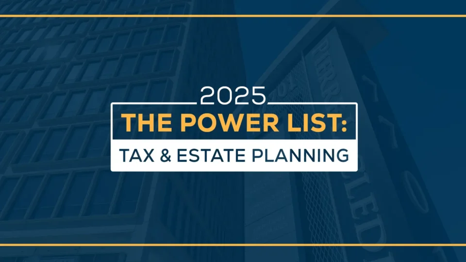 A banner announcing our firm's Power List - Tax & Accounting recipient