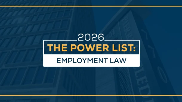 A blue graphic with text reading "2026 The Power List: Employment Law"